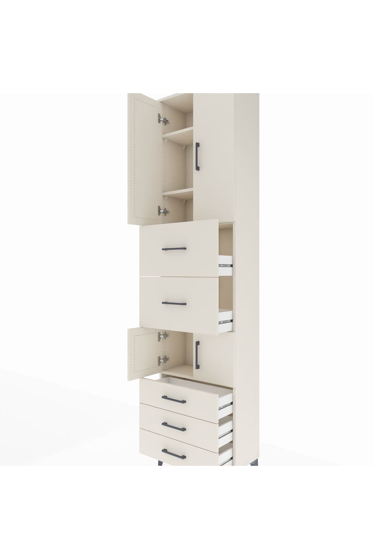 Arges Dolap 4 Raflı 5 Çekmeceli 4 Kapaklı 60x30x243 Aytaşı-Aytaşı