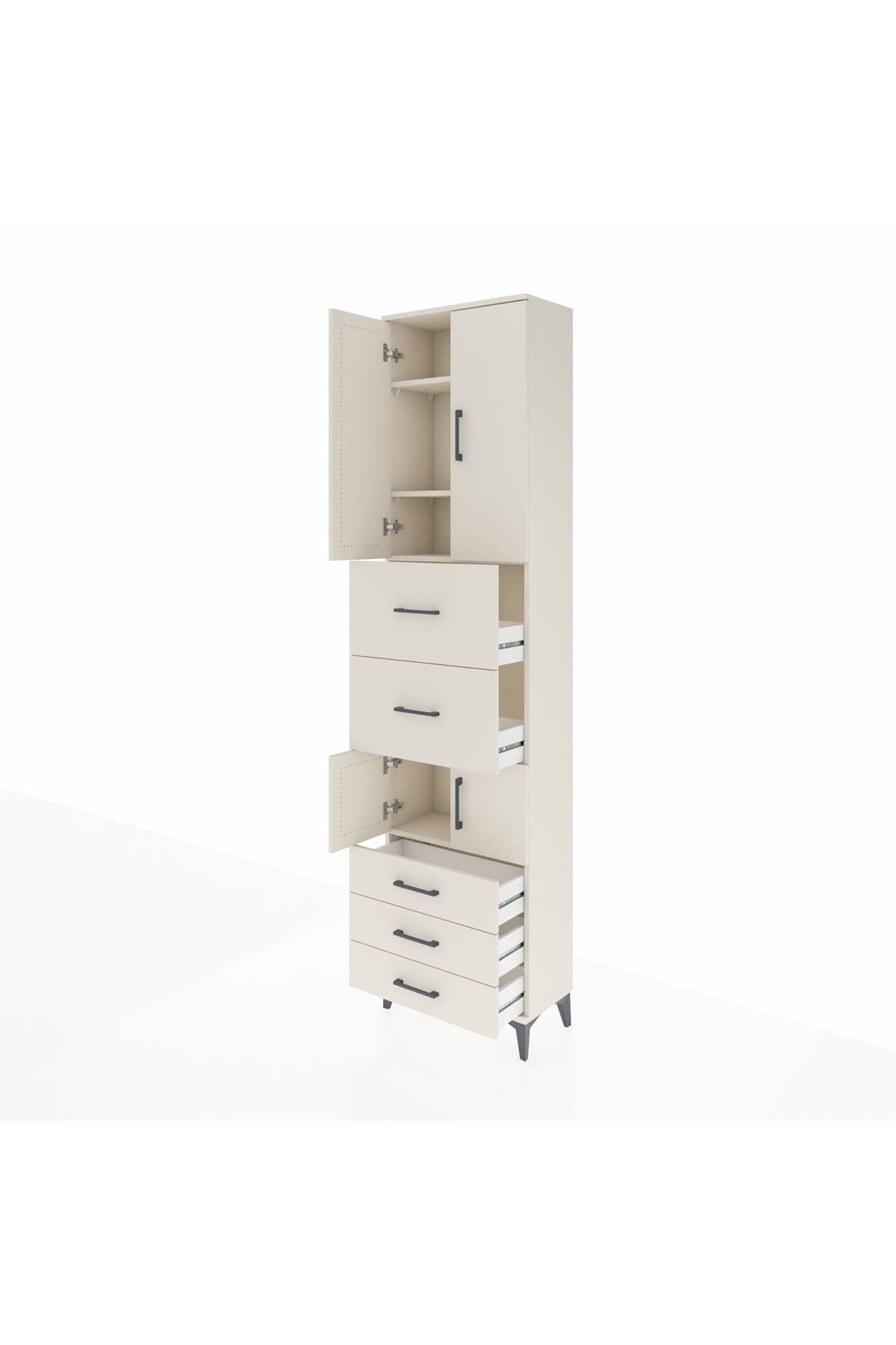 Arges Dolap 4 Raflı 5 Çekmeceli 4 Kapaklı 60x30x243 Aytaşı-Aytaşı