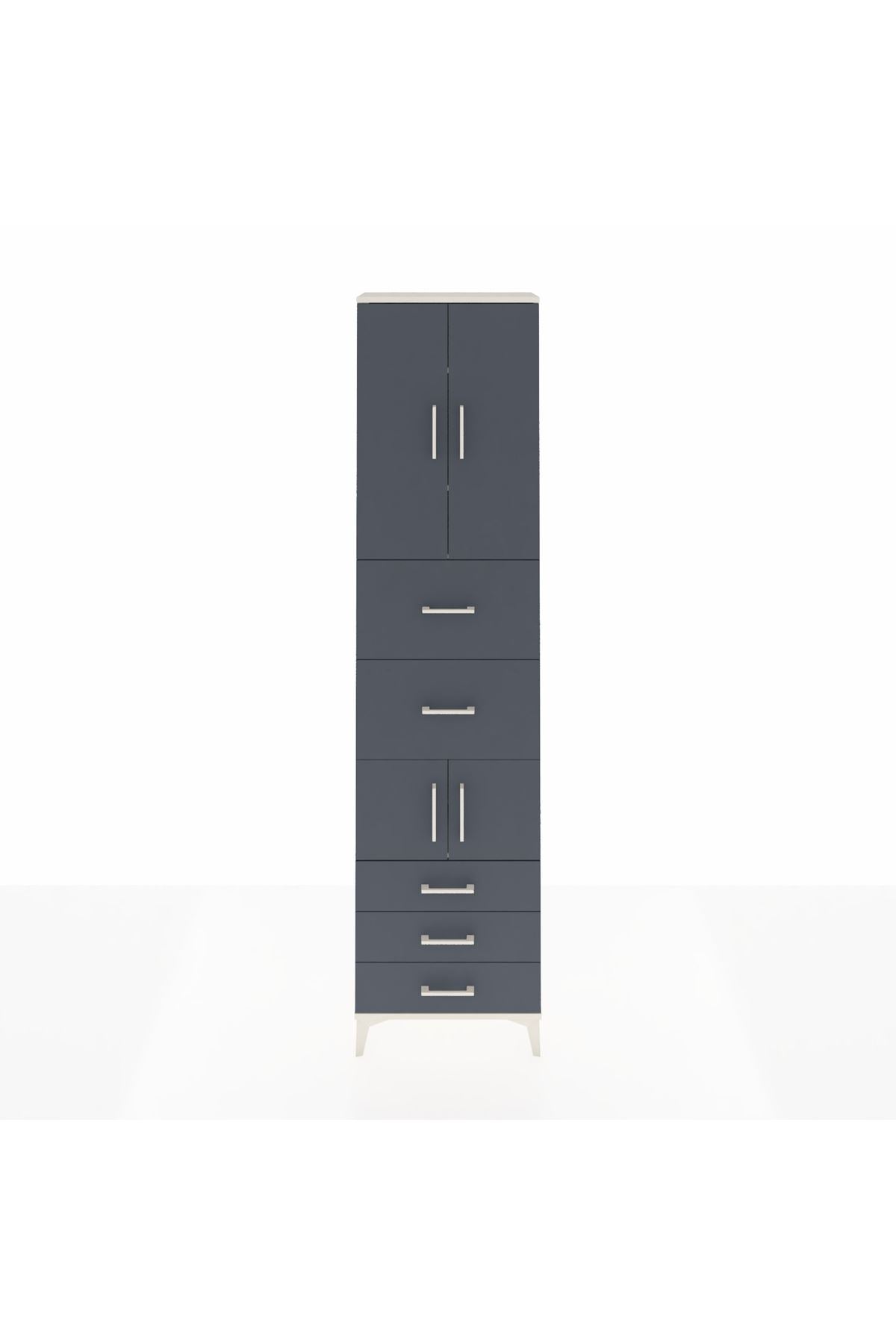 Arges Dolap 4 Raflı 5 Çekmeceli 4 Kapaklı 60x30x243 Aytaşı-Antrasit