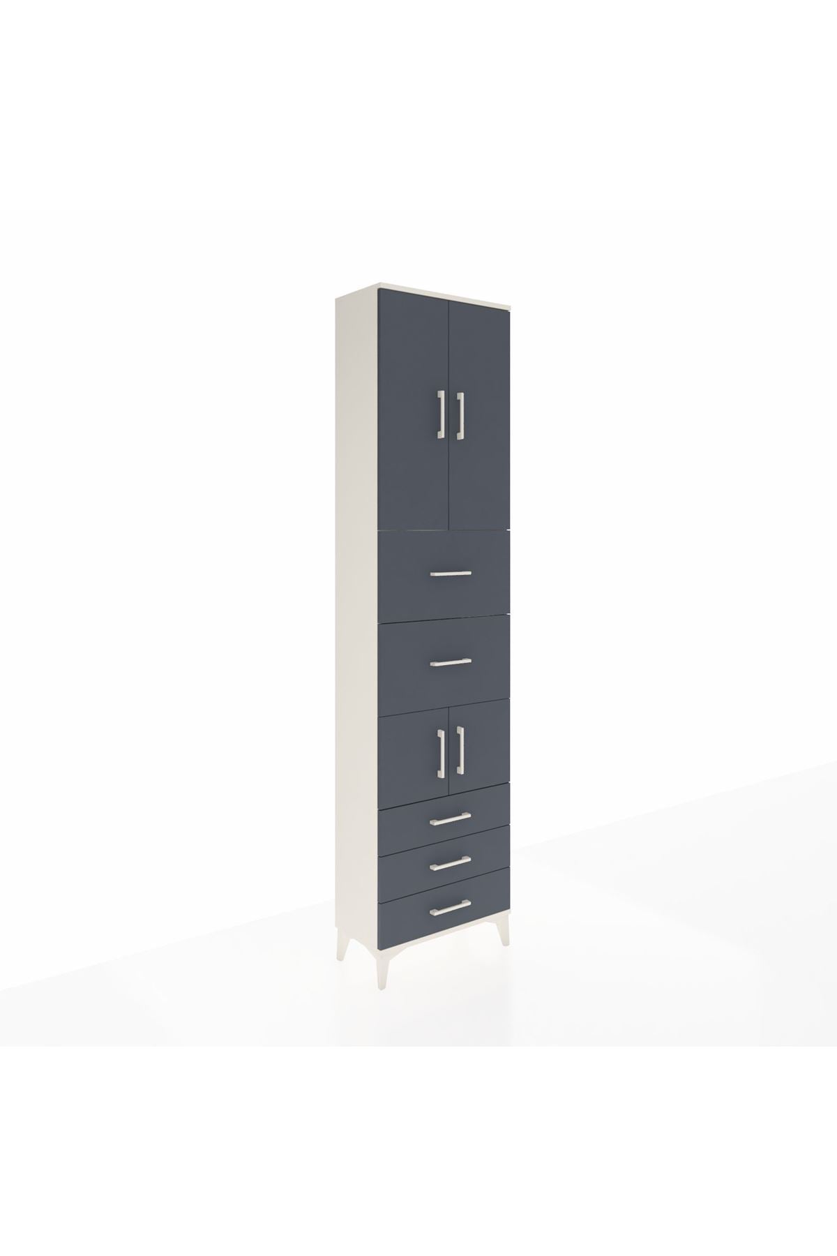 Arges Dolap 4 Raflı 5 Çekmeceli 4 Kapaklı 60x30x243 Aytaşı-Antrasit
