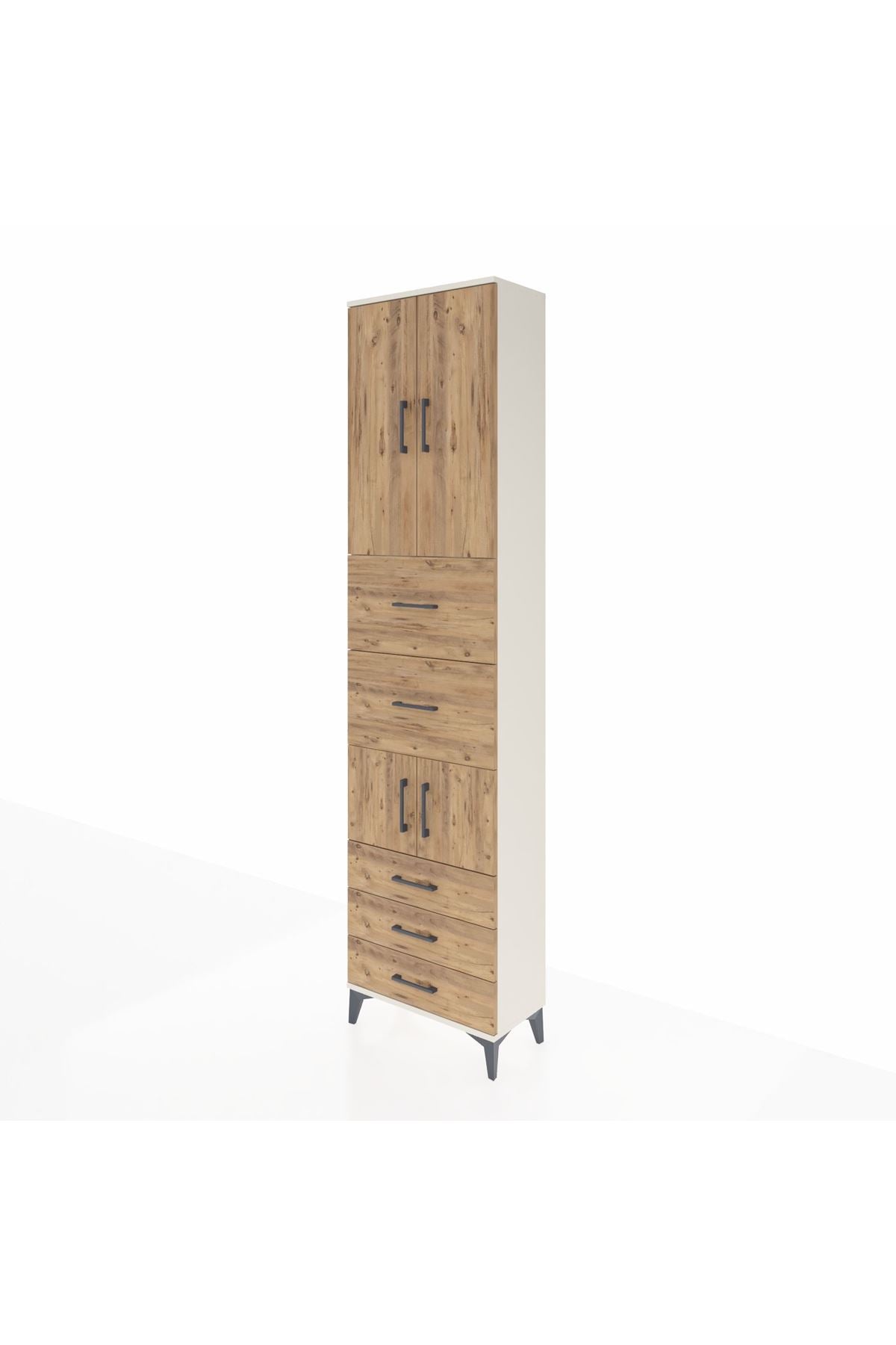 Arges Dolap 4 Raflı 5 Çekmeceli 4 Kapaklı 60x30x243 Aytaşı-Çam