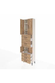 Arges Dolap 4 Raflı 5 Çekmeceli 4 Kapaklı 60x30x243 Aytaşı-Çam