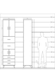 Arges Dolap 4 Raflı 5 Çekmeceli 4 Kapaklı 60x30x243 Antrasit-Aytaşı