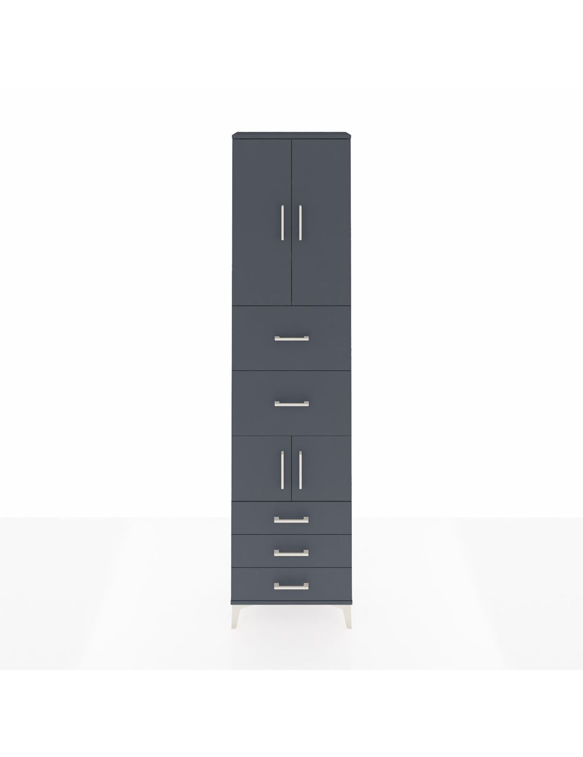 Arges Dolap 4 Raflı 5 Çekmeceli 4 Kapaklı 60x30x243 Antrasit-Antrasit