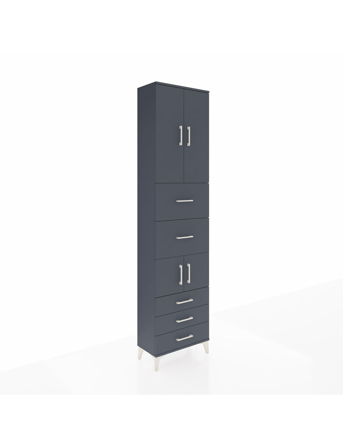 Arges Dolap 4 Raflı 5 Çekmeceli 4 Kapaklı 60x30x243 Antrasit-Antrasit