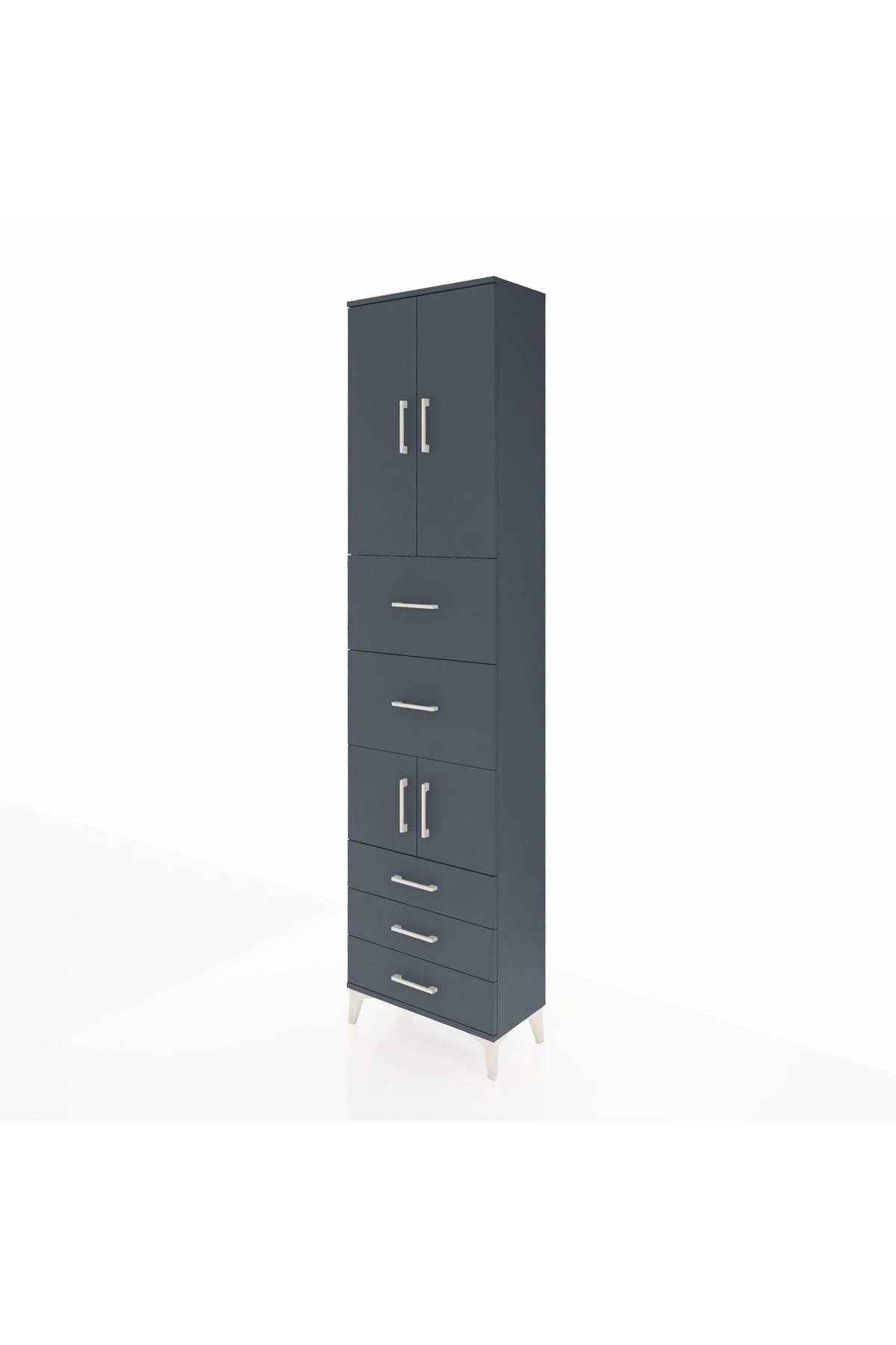 Arges Dolap 4 Raflı 5 Çekmeceli 4 Kapaklı 60x30x243 Antrasit-Antrasit
