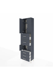 Arges Dolap 4 Raflı 5 Çekmeceli 4 Kapaklı 60x30x243 Antrasit-Antrasit