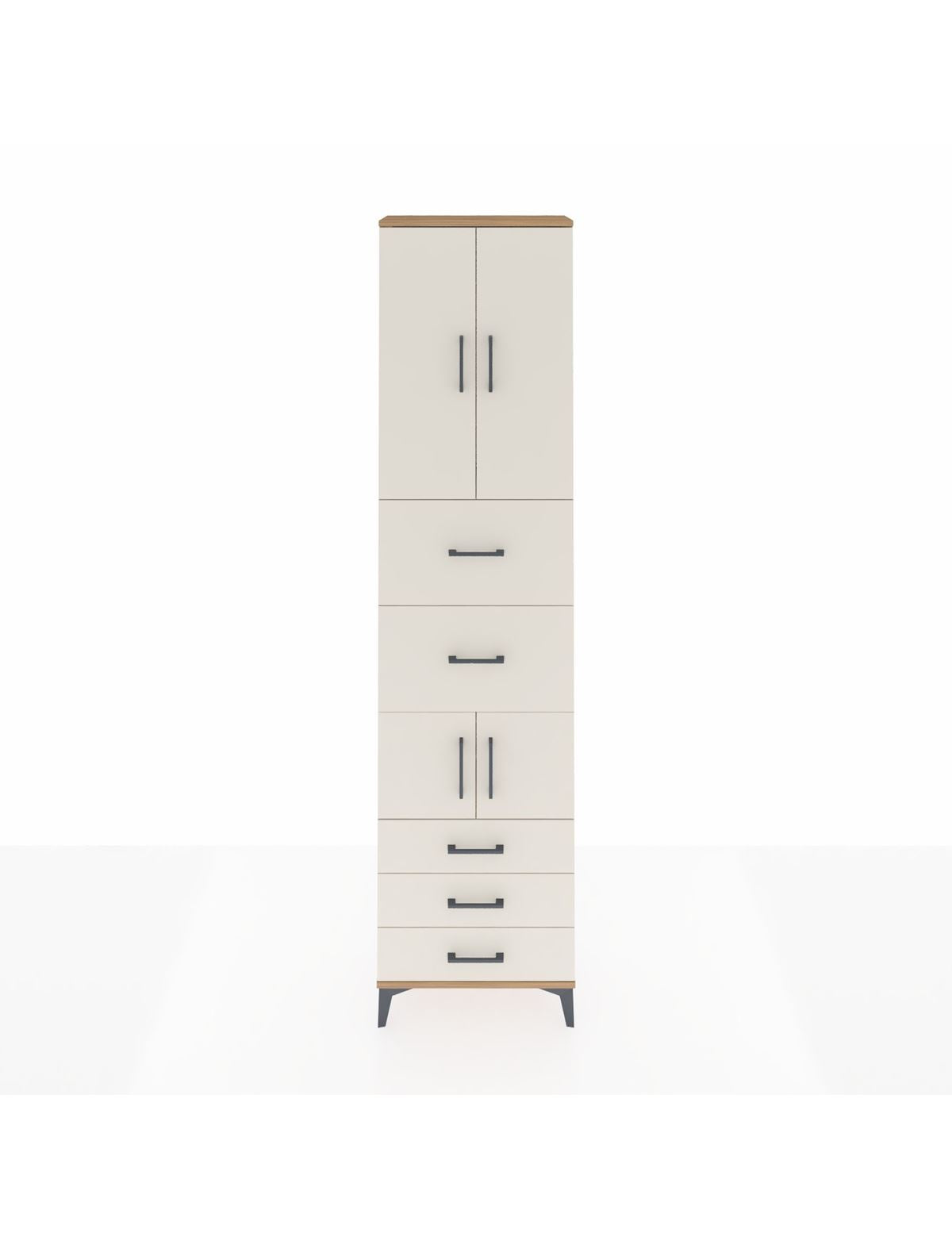 Arges Dolap 4 Raflı 5 Çekmeceli 4 Kapaklı 60x30x243 Çam-Aytaşı