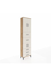 Arges Dolap 4 Raflı 5 Çekmeceli 4 Kapaklı 60x30x243 Çam-Aytaşı