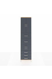 Arges Dolap 4 Raflı 5 Çekmeceli 4 Kapaklı 60x30x243 Çam-Antrasit