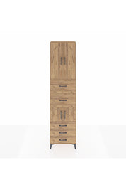 Arges Dolap 4 Raflı 5 Çekmeceli 4 Kapaklı 60x30x243 Çam-Çam