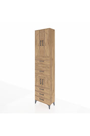 Arges Dolap 4 Raflı 5 Çekmeceli 4 Kapaklı 60x30x243 Çam-Çam
