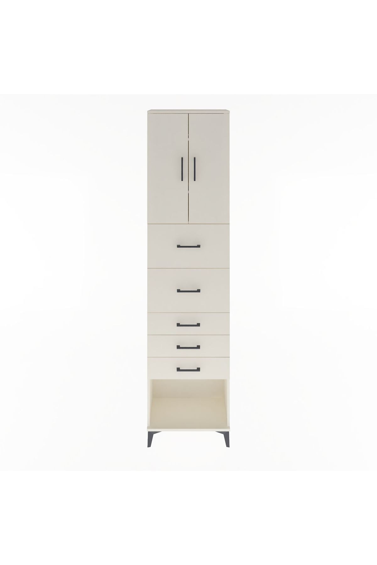 Arges Dolap 3 Raflı 5 Çekmeceli 2 Kapaklı 60x30x243 Aytaşı-Aytaşı