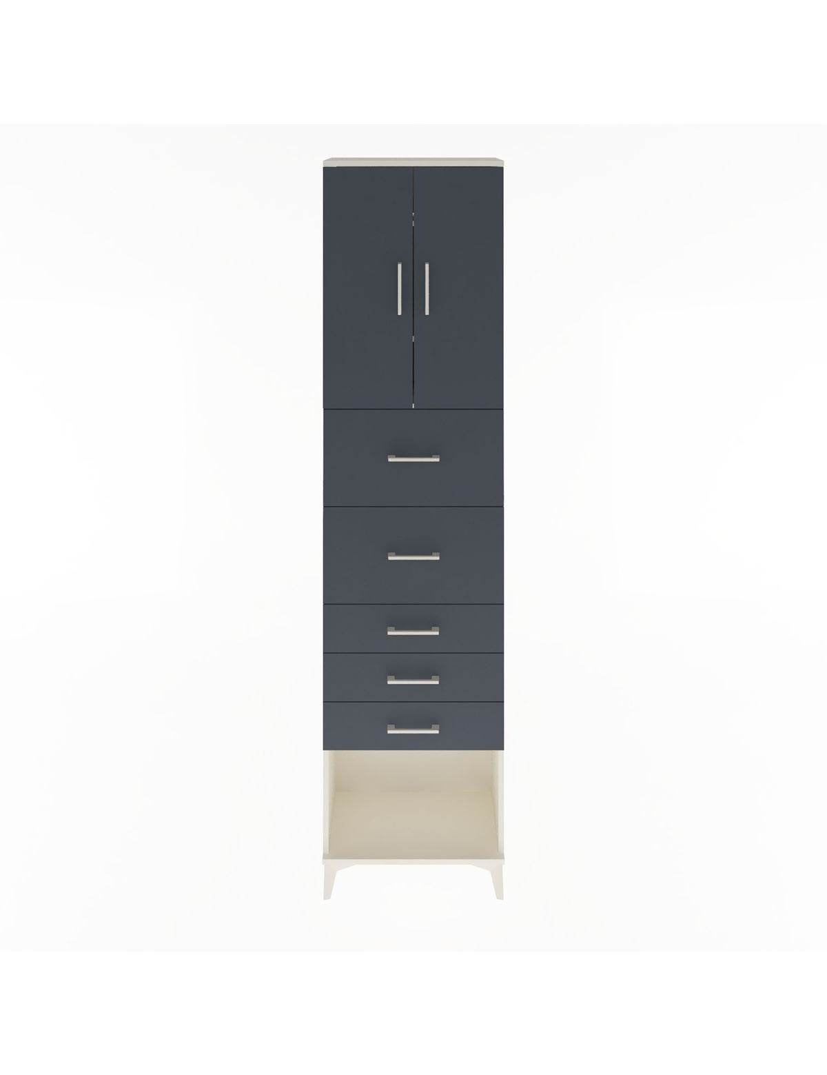 Arges Dolap 3 Raflı 5 Çekmeceli 2 Kapaklı 60x30x243 Aytaşı-Antrasit