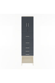 Arges Dolap 3 Raflı 5 Çekmeceli 2 Kapaklı 60x30x243 Aytaşı-Antrasit