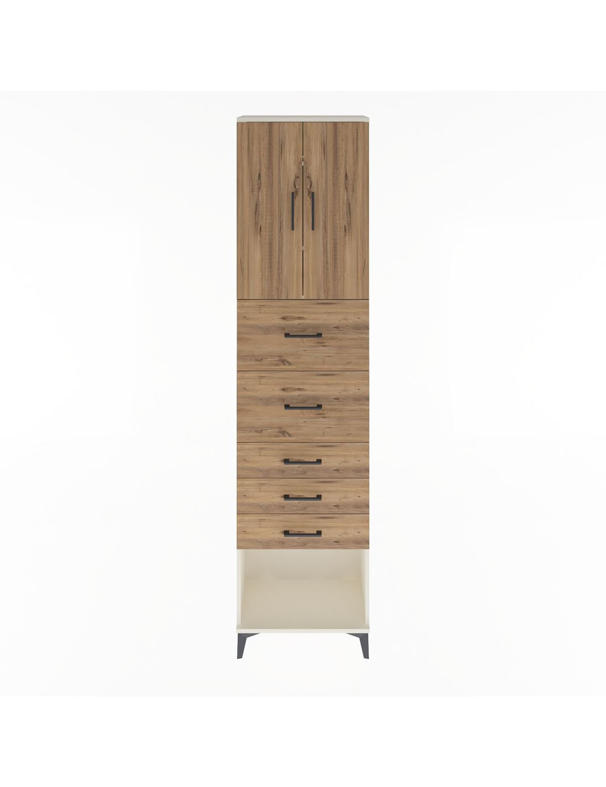 Arges Dolap 3 Raflı 5 Çekmeceli 2 Kapaklı 60x30x243 Aytaşı-Çam