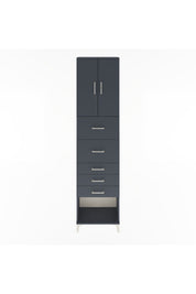 Arges Dolap 3 Raflı 5 Çekmeceli 2 Kapaklı 60x30x243 Antrasit-Antrasit