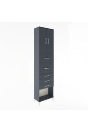 Arges Dolap 3 Raflı 5 Çekmeceli 2 Kapaklı 60x30x243 Antrasit-Antrasit