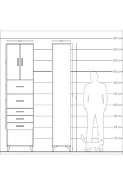 Arges Dolap 3 Raflı 5 Çekmeceli 2 Kapaklı 60x30x243 Antrasit-Aytaşı