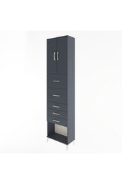 Arges Dolap 3 Raflı 5 Çekmeceli 2 Kapaklı 60x30x243 Antrasit-Antrasit