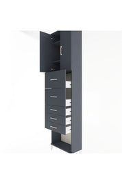 Arges Dolap 3 Raflı 5 Çekmeceli 2 Kapaklı 60x30x243 Antrasit-Antrasit