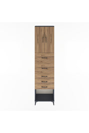 Arges Dolap 3 Raflı 5 Çekmeceli 2 Kapaklı 60x30x243 Antrasit-Çam