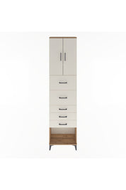 Arges Dolap 3 Raflı 5 Çekmeceli 2 Kapaklı 60x30x243 Çam-Aytaşı