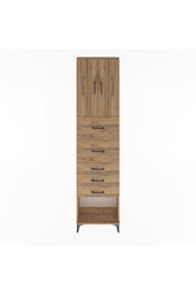 Arges Dolap 3 Raflı 5 Çekmeceli 2 Kapaklı 60x30x243 Çam-Çam