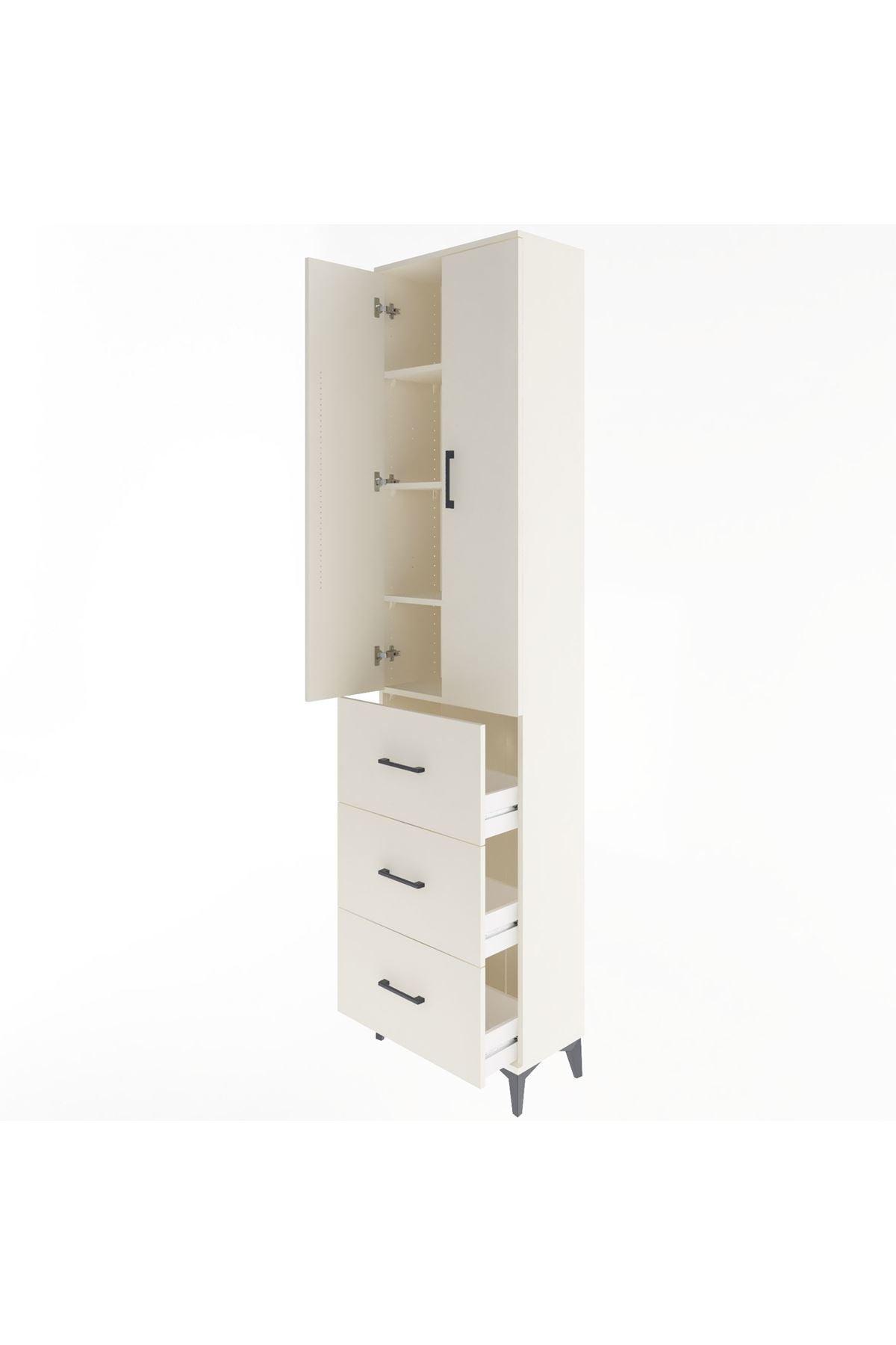 Arges Dolap 4 Raflı 3 Çekmeceli 2 Kapaklı 60x30x243 Aytaşı-Aytaşı