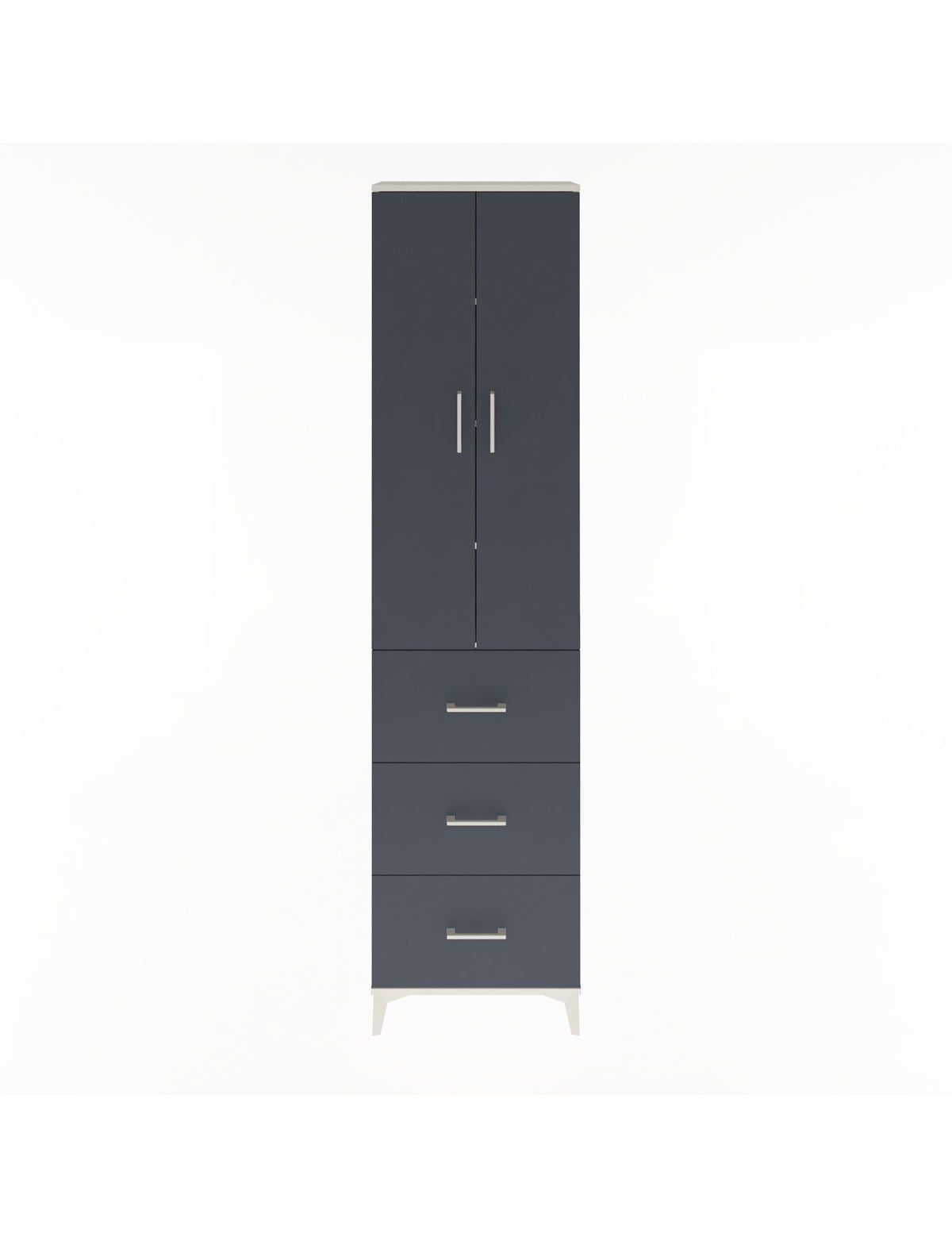 Arges Dolap 4 Raflı 3 Çekmeceli 2 Kapaklı 60x30x243 Aytaşı-Antrasit