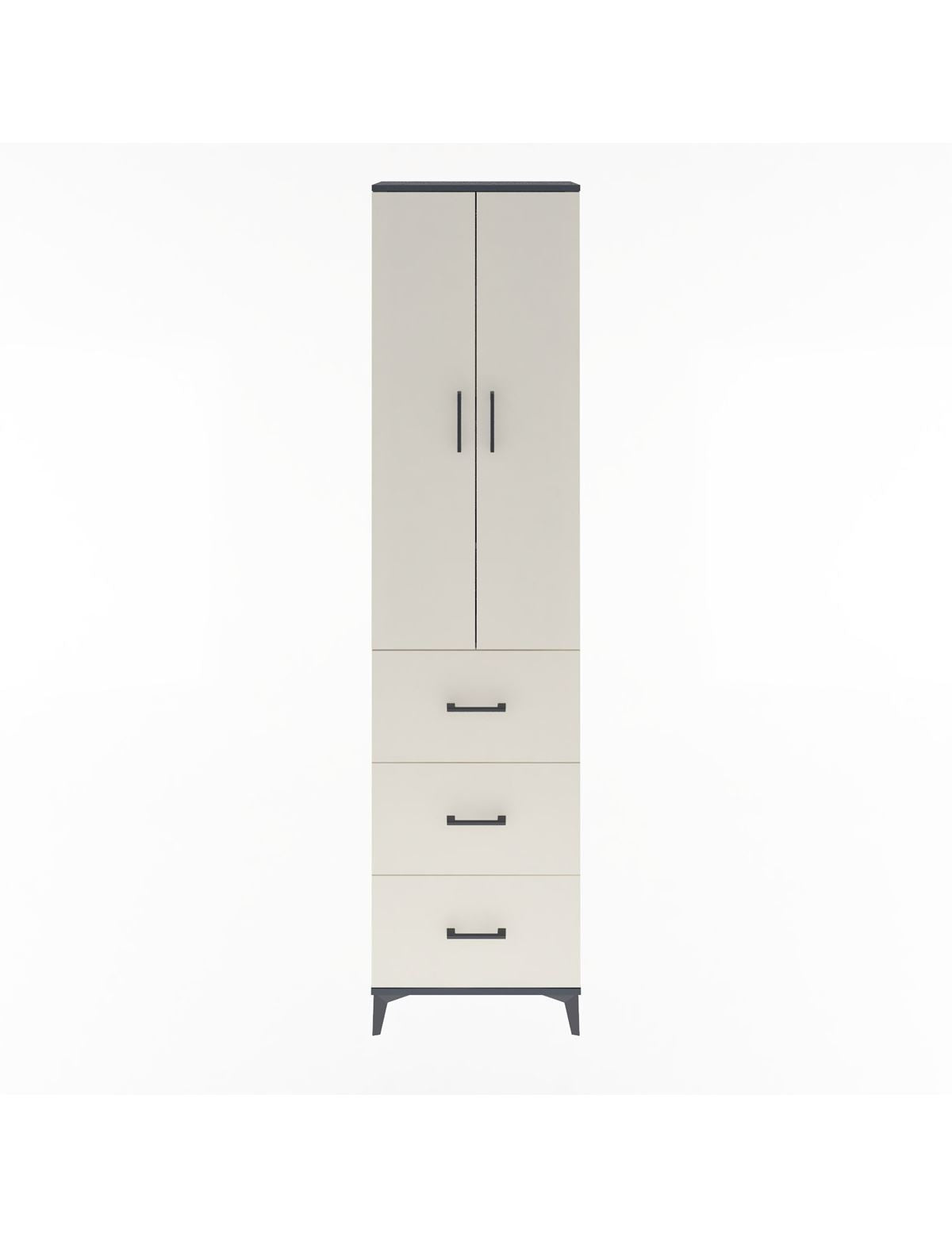 Arges Dolap 4 Raflı 3 Çekmeceli 2 Kapaklı 60x30x243 Antrasit-Aytaşı