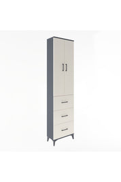 Arges Dolap 4 Raflı 3 Çekmeceli 2 Kapaklı 60x30x243 Antrasit-Aytaşı
