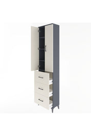 Arges Dolap 4 Raflı 3 Çekmeceli 2 Kapaklı 60x30x243 Antrasit-Aytaşı