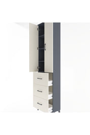 Arges Dolap 4 Raflı 3 Çekmeceli 2 Kapaklı 60x30x243 Antrasit-Aytaşı