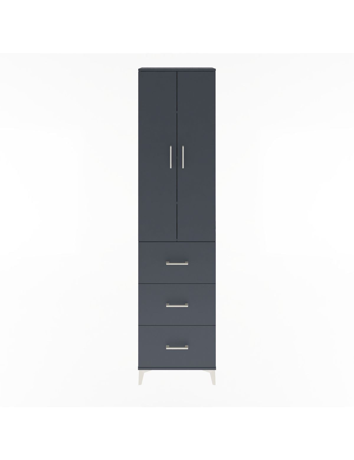 Arges Dolap 4 Raflı 3 Çekmeceli 2 Kapaklı 60x30x243 Antrasit-Antrasit