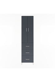 Arges Dolap 4 Raflı 3 Çekmeceli 2 Kapaklı 60x30x243 Antrasit-Antrasit