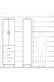 Arges Dolap 4 Raflı 3 Çekmeceli 2 Kapaklı 60x30x243 Antrasit-Çam