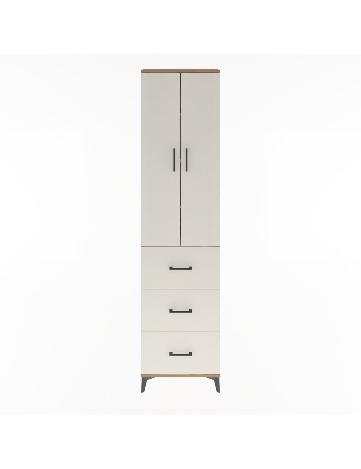 Arges Dolap 4 Raflı 3 Çekmeceli 2 Kapaklı 60x30x243 Çam-Aytaşı