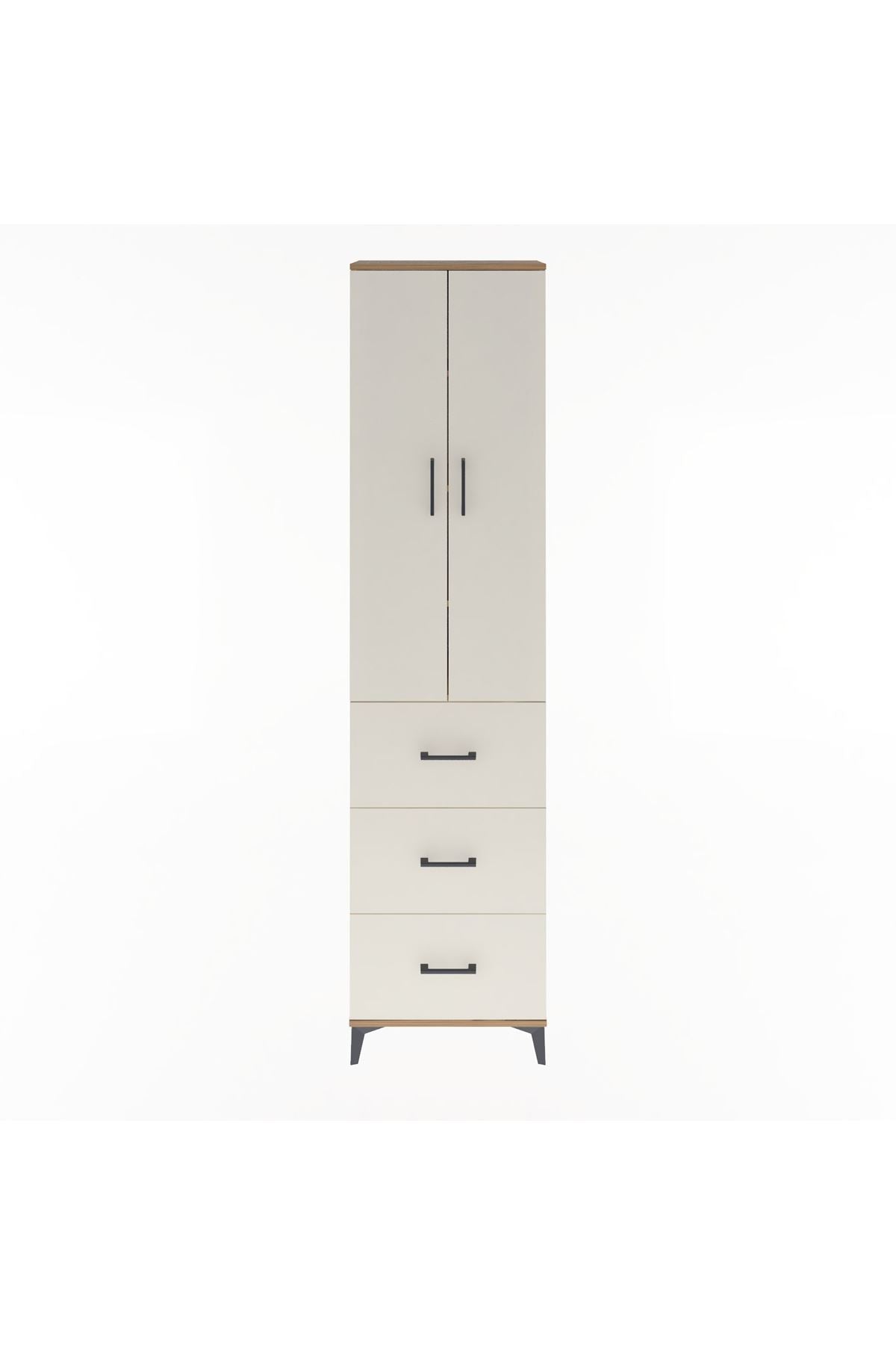 Arges Dolap 4 Raflı 3 Çekmeceli 2 Kapaklı 60x30x243 Çam-Aytaşı