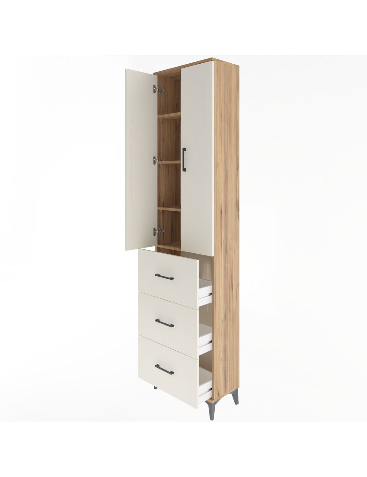 Arges Dolap 4 Raflı 3 Çekmeceli 2 Kapaklı 60x30x243 - S32M070V7A