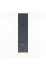 Arges Dolap 4 Raflı 3 Çekmeceli 2 Kapaklı 60x30x243 Çam-Antrasit