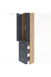 Arges Dolap 4 Raflı 3 Çekmeceli 2 Kapaklı 60x30x243 Çam-Antrasit