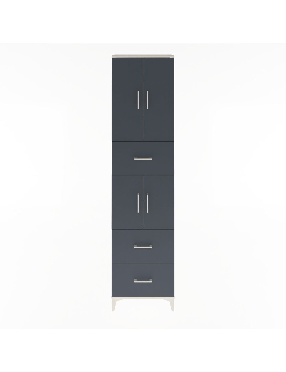 Arges Dolap 5 Raflı 3 Çekmeceli 4 Kapaklı 60x30x243 Aytaşı-Antrasit