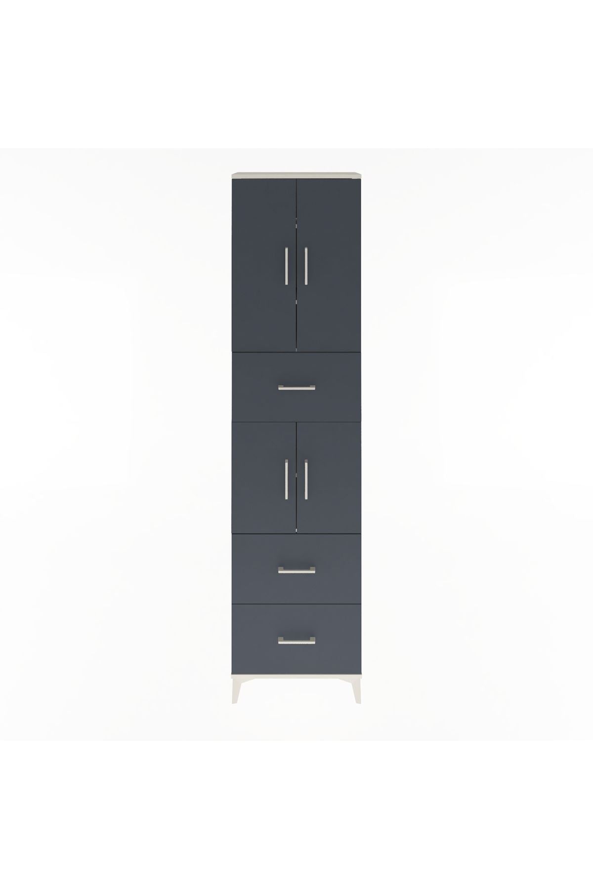 Arges Dolap 5 Raflı 3 Çekmeceli 4 Kapaklı 60x30x243 Aytaşı-Antrasit