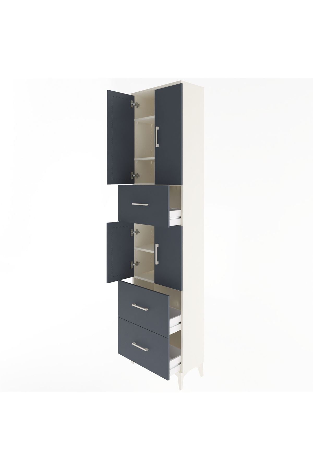 Arges Dolap 5 Raflı 3 Çekmeceli 4 Kapaklı 60x30x243 Aytaşı-Antrasit