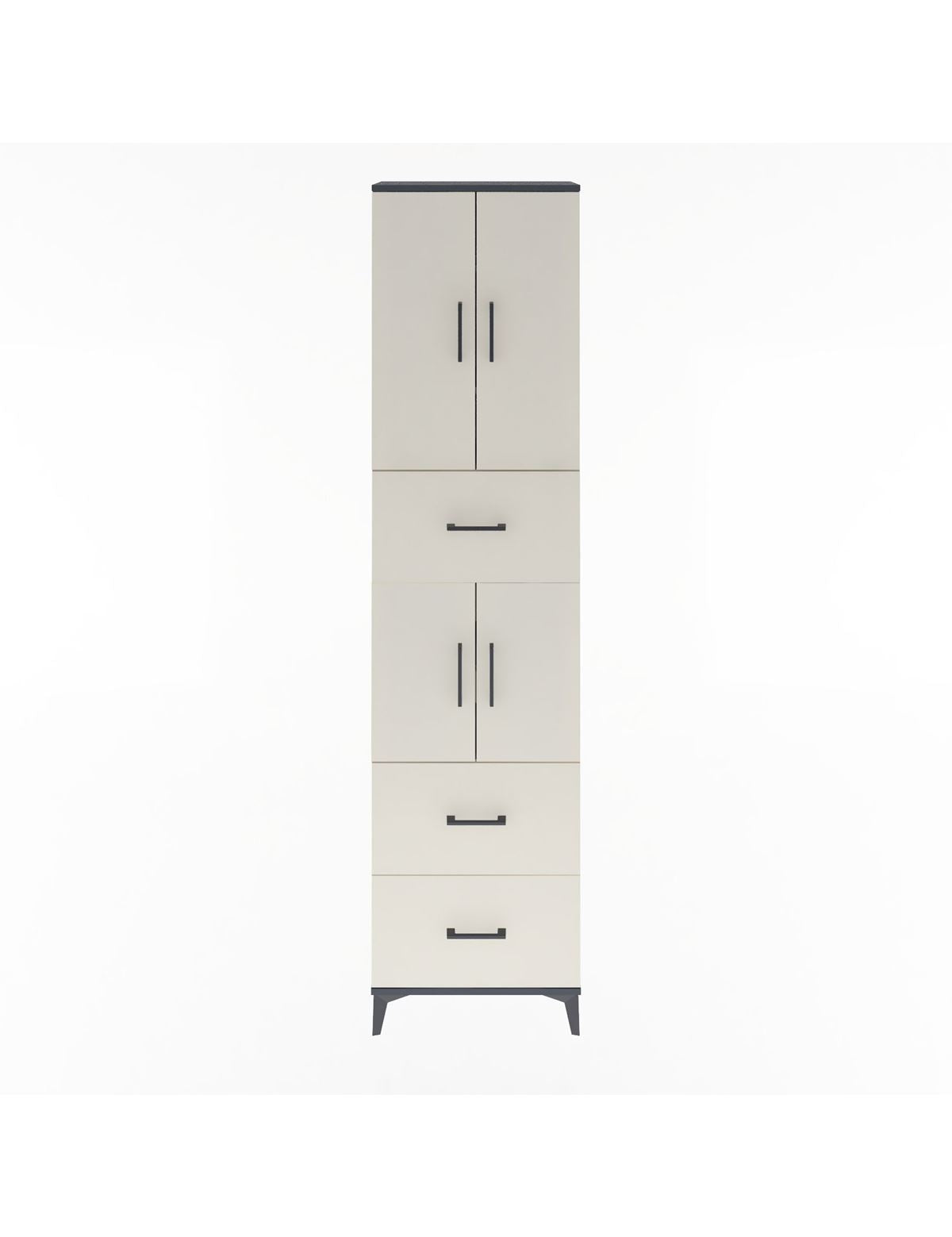 Arges Dolap 5 Raflı 3 Çekmeceli 4 Kapaklı 60x30x243 Antrasit-Aytaşı