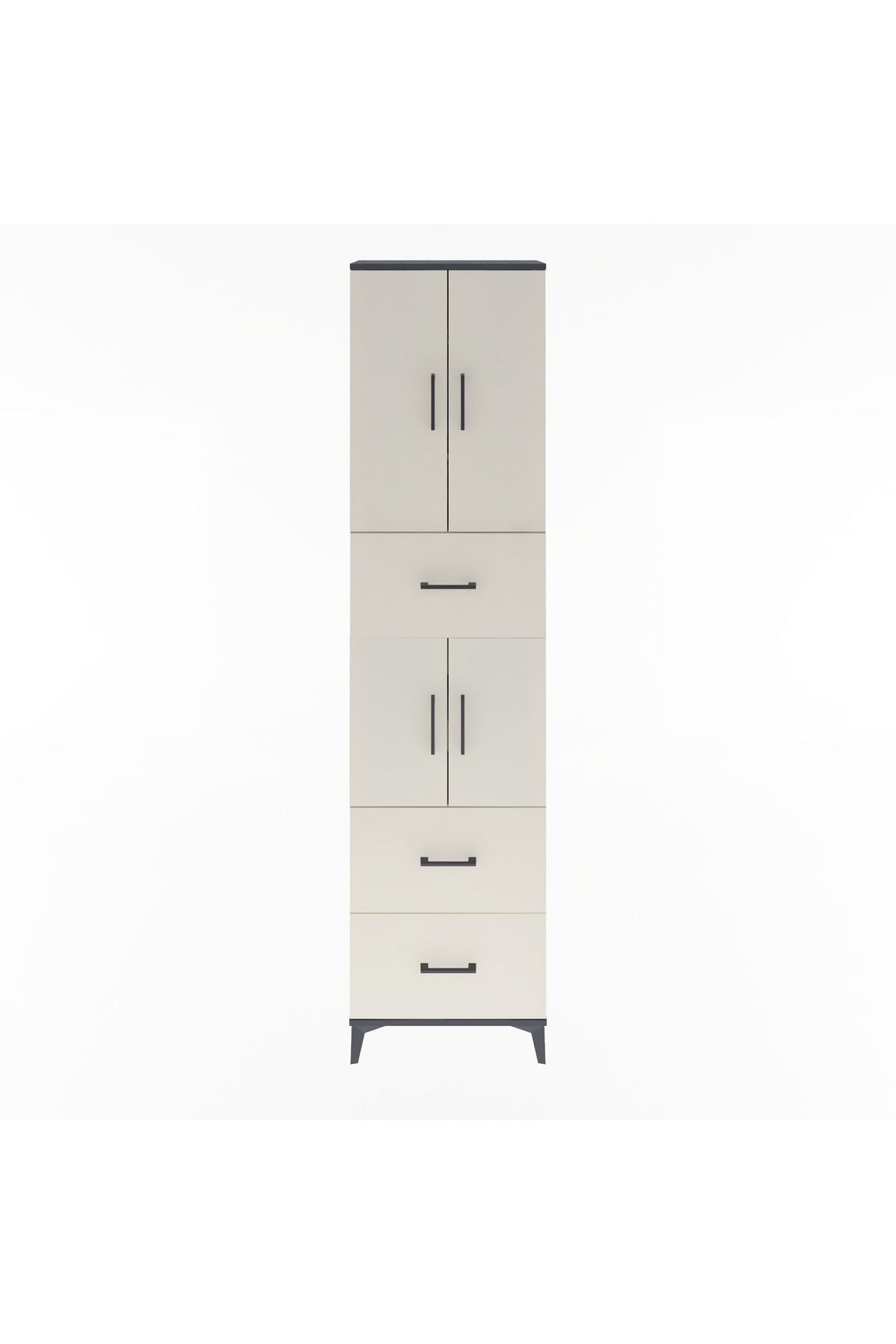 Arges Dolap 5 Raflı 3 Çekmeceli 4 Kapaklı 60x30x243 Antrasit-Aytaşı