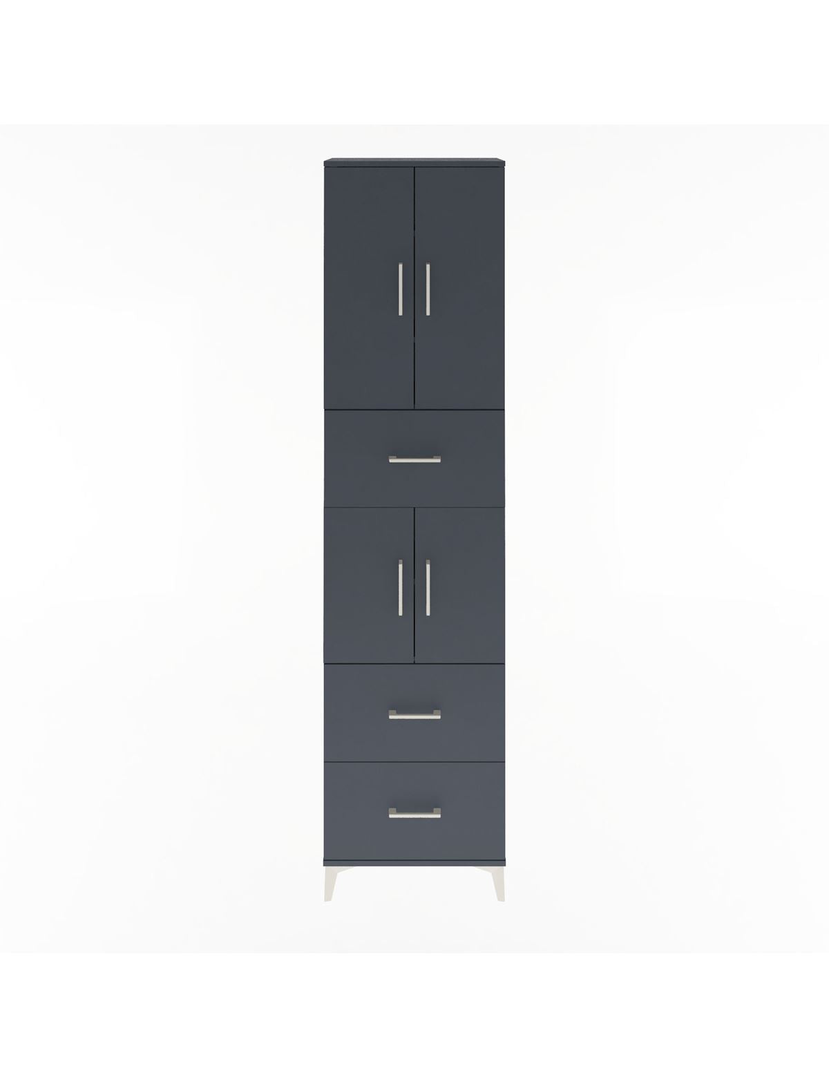 Arges Dolap 5 Raflı 3 Çekmeceli 4 Kapaklı 60x30x243 Antrasit-Antrasit
