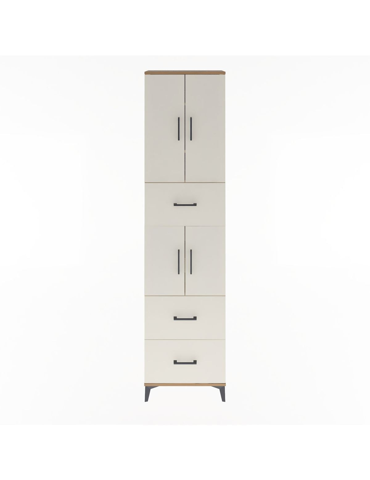 Arges Dolap 5 Raflı 3 Çekmeceli 4 Kapaklı 60x30x243 Çam-Aytaşı