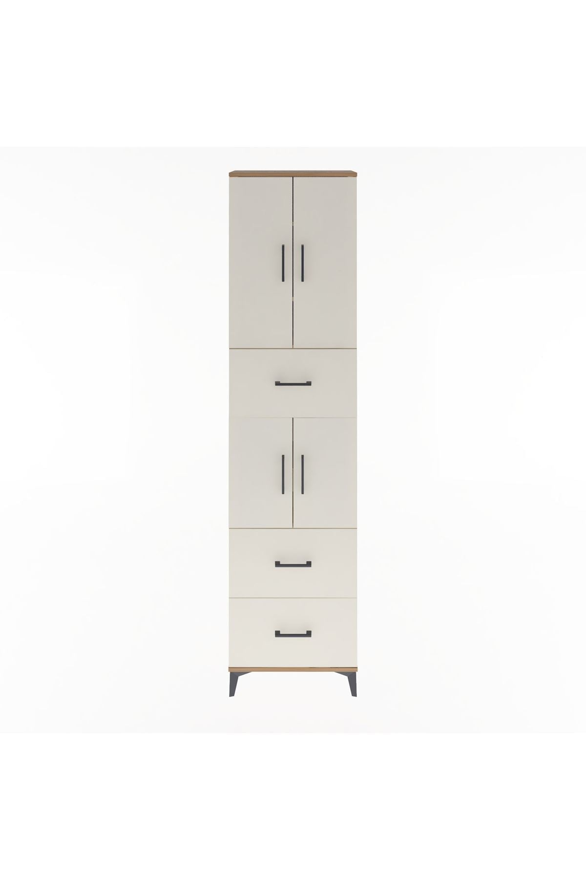 Arges Dolap 5 Raflı 3 Çekmeceli 4 Kapaklı 60x30x243 Çam-Aytaşı